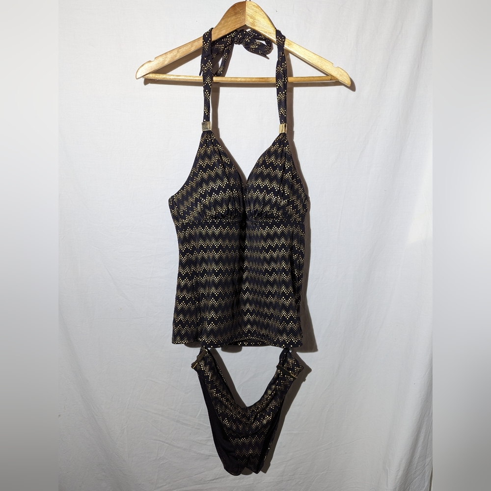 Victoria's Secret Black and Gold Tankini Swimsuit Set